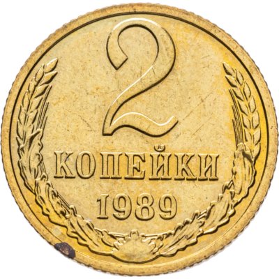 купить 2 копейки 1989 штемпельный блеск