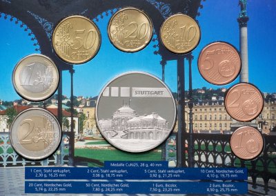 купить Германия набор из 8 монет в официальном буклете с жетоном, монетного двора F