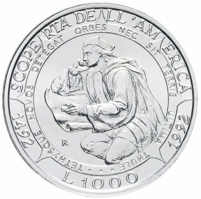 купить Сан-Марино 1000 лир (lire) 1992 "500 лет открытию Америки"
