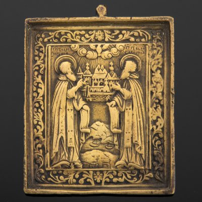 купить Икона "Зосима и Савватий Соловецкие", дерево, Российская Империя, 1850-1890 гг.