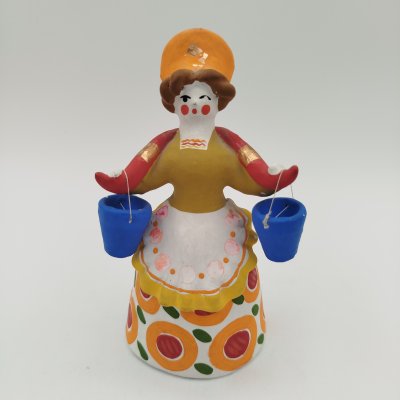 купить Игрушка "Девушка с ведрами" ("Водоноска"), глина, лепка, роспись, Дымковская игрушка, Российская Федерация, 1980-2000 гг.