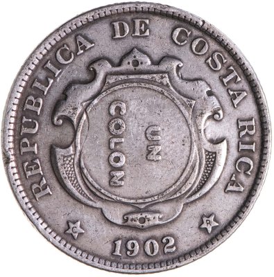 купить Коста-Рика 1 колон (colon) 1923, перечекан из 50 сентимо прежних лет