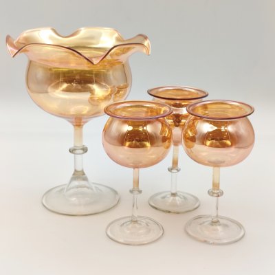 купить Набор для сервировки (вазочка и 3 розетки/рюмки на ножках), стекло, люстр, СССР, 1970-1990 гг.