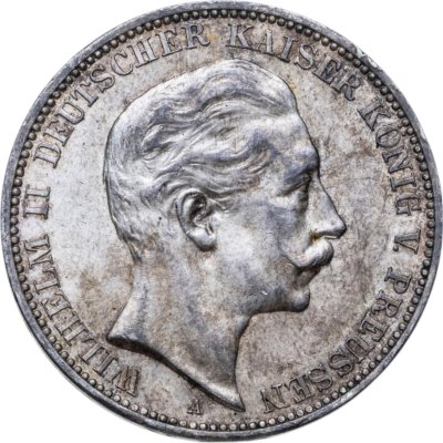 купить Германская Империя, Пруссия 3 марки (mark) 1909 с портретом Вильгельма II