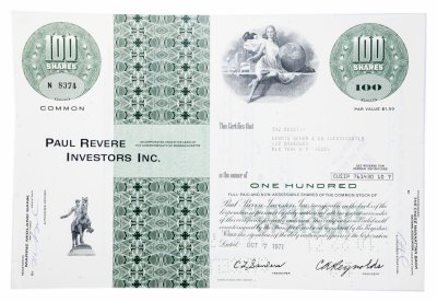 купить Акция США PAUL REVERE INVESTORS iInc., 1971 г.