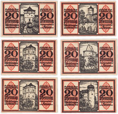 купить Германия (Бавария: Нёрдлинген) набор из 6 нотгельдов 1918