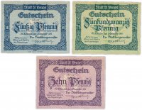 Купить Германия (Саар: Санкт-Вендель) набор из 3-х нотгельдов 1919