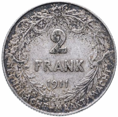 купить Бельгия 2 франка (frank) 1911, надпись на нидерландском "DER BELGEN"