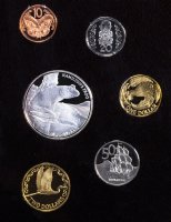 Купить Новая Зеландия набор из 6 монет 2008 "Набор циркуляционных монет пруф лягушка Гамильтона" в оригинальном футляре с сертификатом