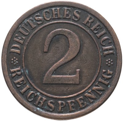 купить Германия (Веймарская республика) 2 пфеннига (rentenpfennig) 1924, знак монетного двора "A" — Берлин