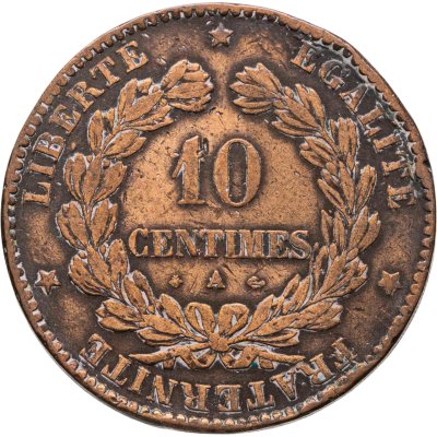 купить Франция 10 сантимов (centimes) 1870