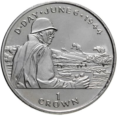 купить Остров Мэн 1 крона (crown) 1994 50 лет высадке в Нормандии 6 июня. Омар Бредли