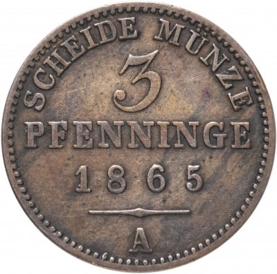 купить Пруссия 3 пфеннига 1865 А