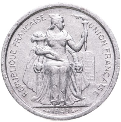 купить Французская Океания 2 франка (francs) 1949