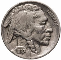Купить США 5 центов (cents) 1937 Buffalo Nickel Без отметки монетного двора