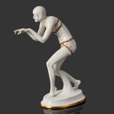 купить Статуэтка "Танцовщица" в стиле Модерн, фарфор, золочение, Aelteste Volkstedt, Германия, 1900-1936 гг.