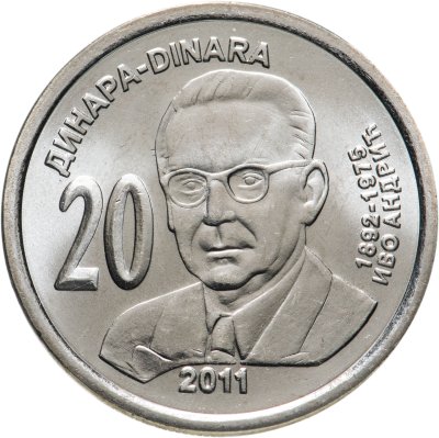 купить Сербия 20 динаров (динара, dinara) 2011 Иво Андрич
