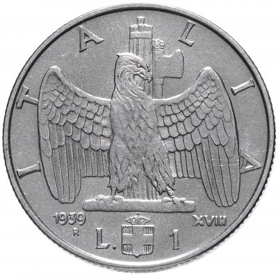 купить Италия 1 лира (lira) 1939 (Магнетик - XVIII)