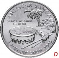 Купить США 1/4 доллара (квотер, 25 центов) 2009 D "Американское Самоа"