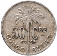 купить :Бельгийское Конго 50 сантимов (centimes) 1925 Надпись на французском - 'ALBERT ROI DES BELGES'