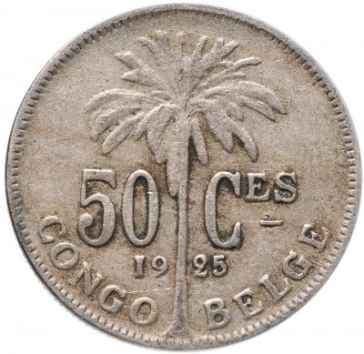 купить :Бельгийское Конго 50 сантимов (centimes) 1925 Надпись на французском - 'ALBERT ROI DES BELGES'