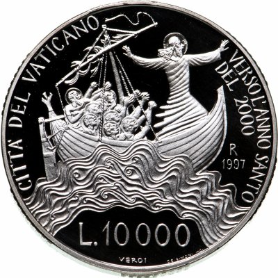 купить Ватикан 10000 лир (lire) 1997 "Святой Год 2000 - Христос во время шторма на море Галилейском"
