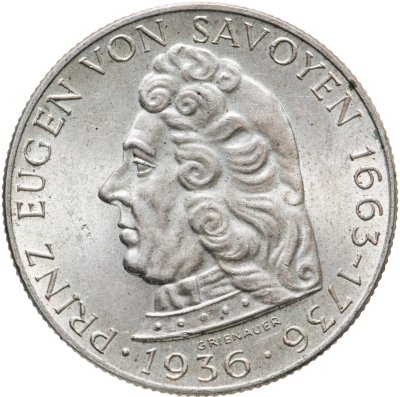 купить Австрия 2 шиллинга (shillings) 1936 200 лет со дня смерти Принца Евгения Савойского