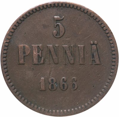купить Для Финляндии 5 пенни 1866