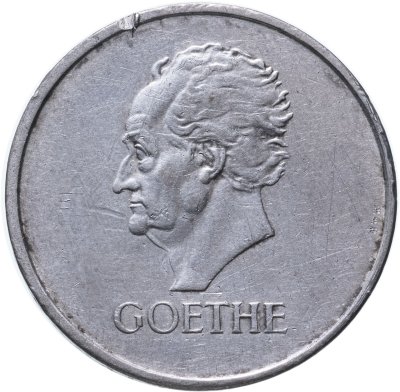 купить Германия 3 рейхсмарки (reichsmark) 1932 "100 лет со дня смерти Гёте", знак монетного двора "F" — Штутгарт