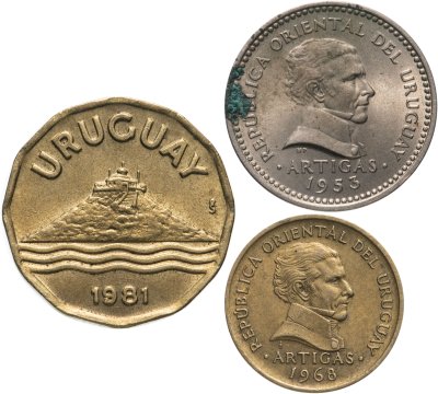 купить Уругвай набор 3 монет 1953-1981