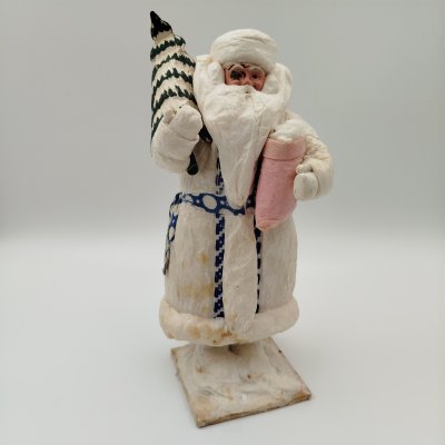 купить Игрушка новогодняя "Дед Мороз" на подставке, вата, папье-маше, ткань, роспись, фанера, Артель «Детская игрушка», СССР, 1950-1960 гг.