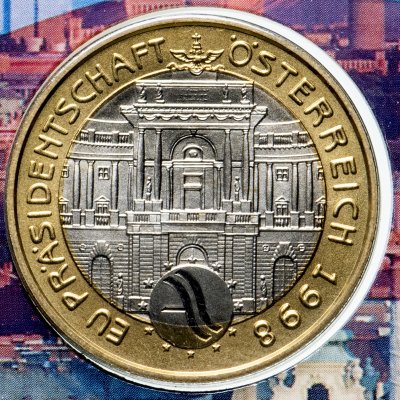 купить Австрия 50 шиллингов (shillings) 1998 Председательство Австрии в ЕС в буклете
