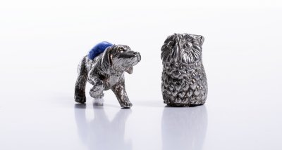 купить Пара игольниц в виде совы и собаки, металл, ткань, Западная Европа, 2000-2020 гг.