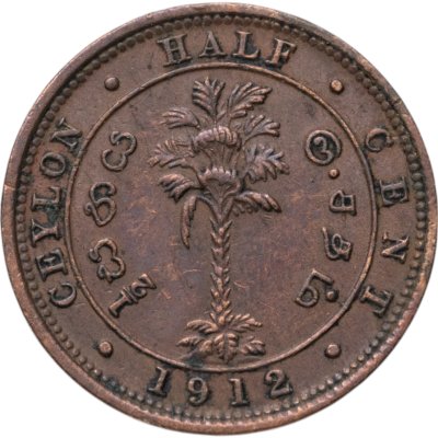 купить Цейлон 1/2 цента (cent) 1912