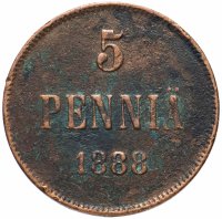 Купить 5 пенни 1888, монета для Финляндии