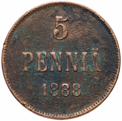 купить 5 пенни 1888, монета для Финляндии