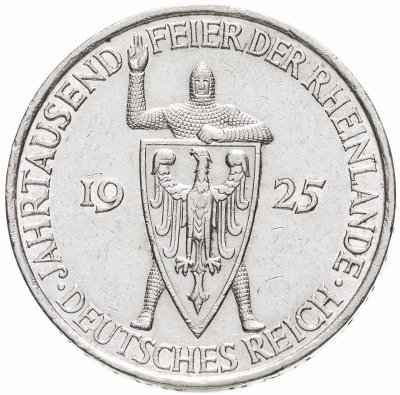 купить Германия 5 рейхсмарок (reichsmark) 1925 "Тысячелетие Рейнской области (Рейнланда)" Знак монетного двора "A" — Берлин