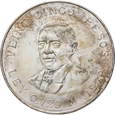 купить Мексика 25 песо (pesos) 1972 100 лет со дня смерти Бенито Хуареса