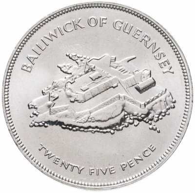 купить Остров Гернси 25 пенсов (pence) 1977 "25 лет правления Королевы Елизаветы II"