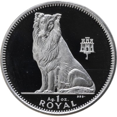 купить Гибралтар 1 роял 1995 Proof "Собака Шотландская овчарка колли" в футляре