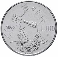Купить Сан-Марино 100 лир (lire) 1986 "Эволюция технологий"
