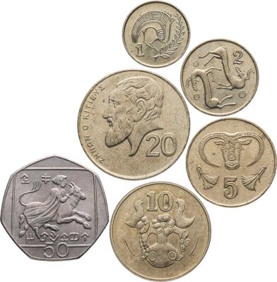 купить Кипр набор монет 1991-2004 (6 штук, полный номинальный ряд)