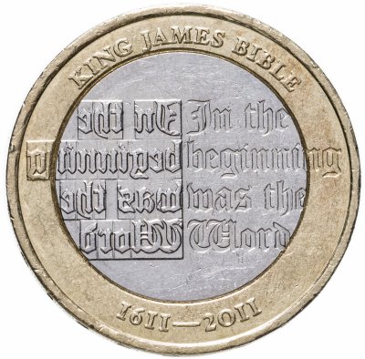купить Великобритания 2 фунта (pounds) 2011 "400 лет Библии Короля Якова"