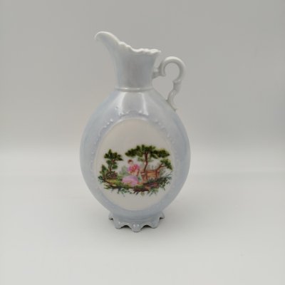 купить Кувшин декоративный голубого цвета с изображением женщины с ребенком в саду и птиц (в медальонах), Hackefors, фарфор, крытье, роспись, Швеция, 1950-1970 гг.