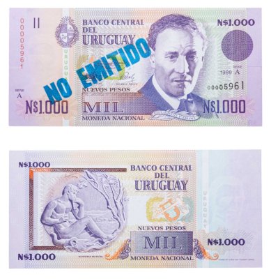 купить Уругвай 1000 песо 1989 "NO EMITIDO"