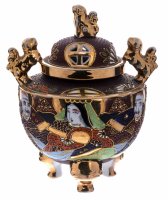 купить Курильница для благовоний с крышкой украшенной собакой Фу, фарфор, цветная эмаль, роспись, золочение, Япония, 1970-1990 гг.