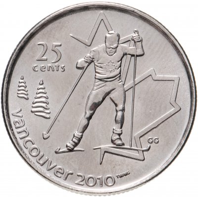 купить Канада 25 центов (cents) 2009 "XXI зимние Олимпийские Игры, Ванкувер 2010 - Лыжные гонки"