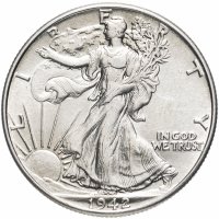 купить США 50 центов (1/2 доллара, half dollar) 1942 Walking Liberty Half Dollar Без отметки монетного двора