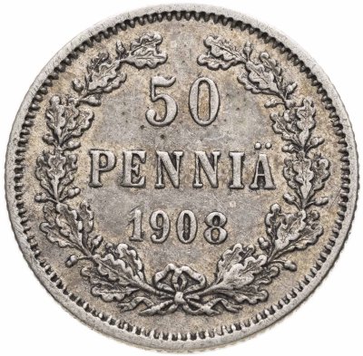 купить 50 пенни 1908 L, монета для Финляндии