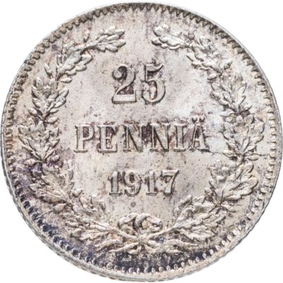 купить 25 пенни (pennia) 1917 S гербовый орел с коронами, Российская Финляндия